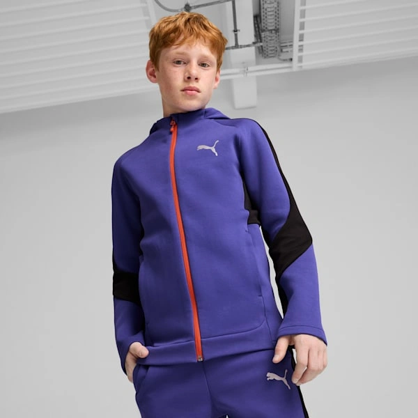 PUMA EVOSTRIPE: L'hoodie con zip per i grandi, stile e comfort assicurati! Un'esplosione di energia per ogni avventura.